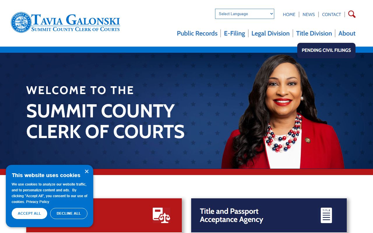 Summit County Clerk of Courts website for Akron court records