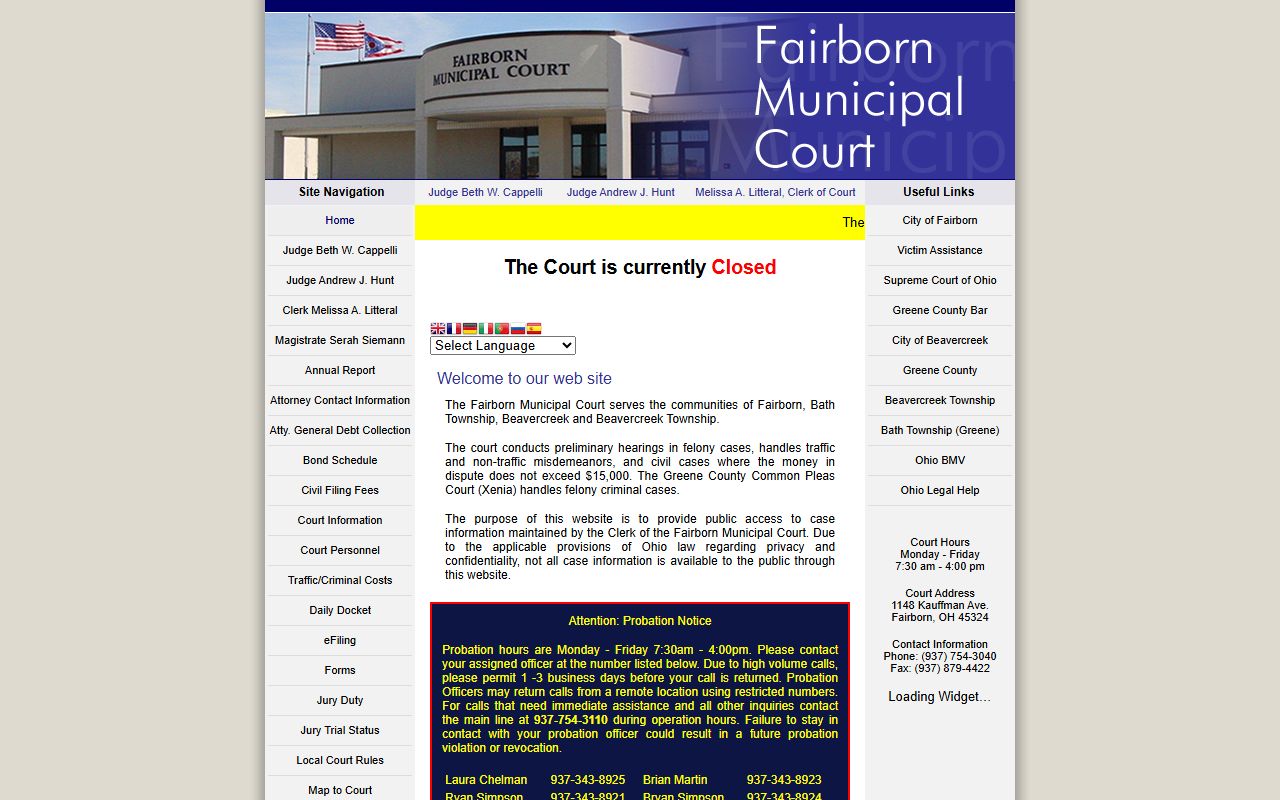 Fairborn Municipal Court website near Beavercreek for civil marriage ceremonies