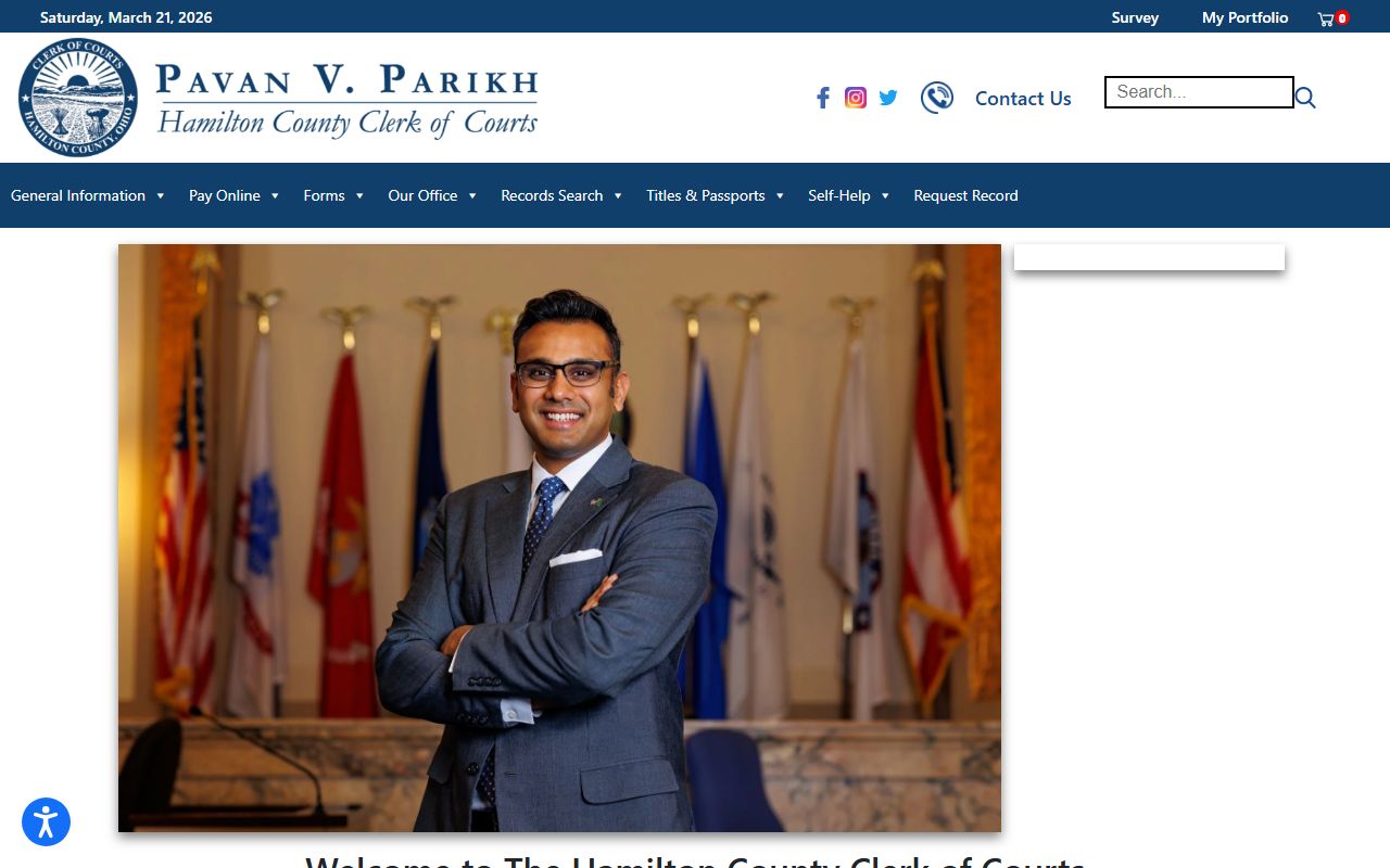 Hamilton County Clerk of Courts website in Cincinnati