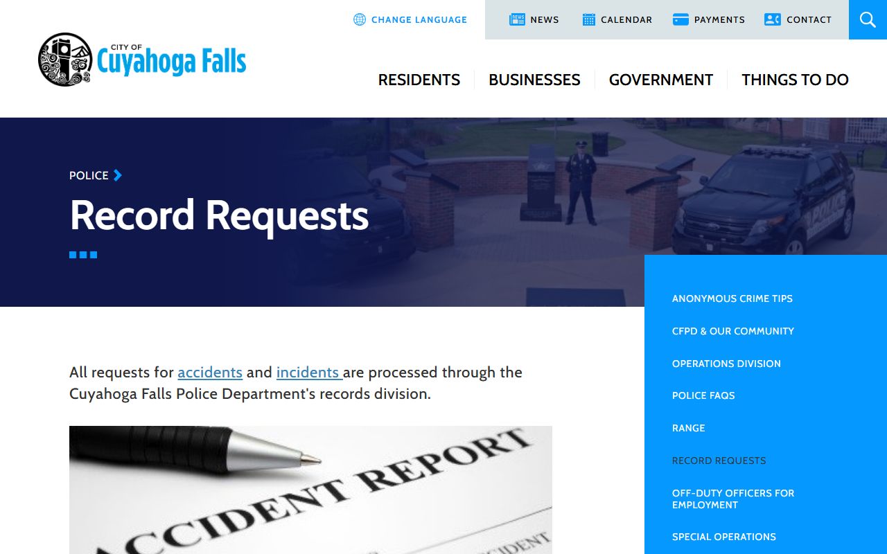 City of Cuyahoga Falls public records page