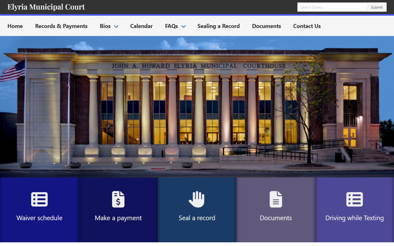 Elyria Municipal Court website