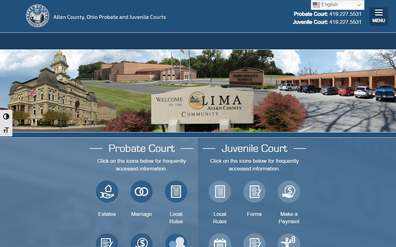 Allen County Probate Court website for Lima marriage license applications