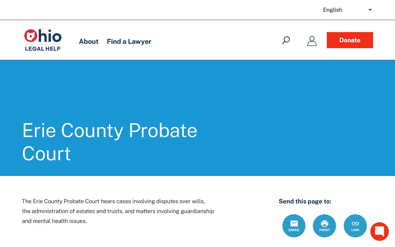 Ohio Legal Help page for Erie County Probate Court marriage license information