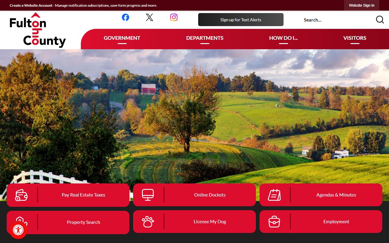 Fulton County Probate Court website showing court information and services