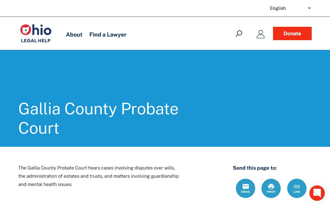 Ohio Legal Help directory page for Gallia County Probate Court marriage license