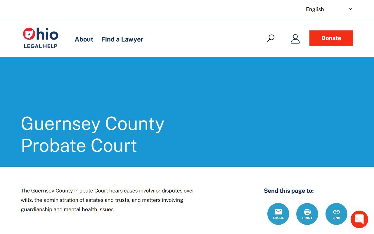 Ohio Legal Help directory page for Guernsey County Probate Court marriage license