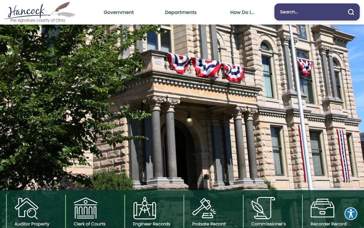 Hancock County Probate Court website showing marriage license information