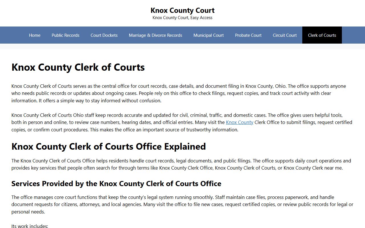 Knox County marriage license clerk of courts website