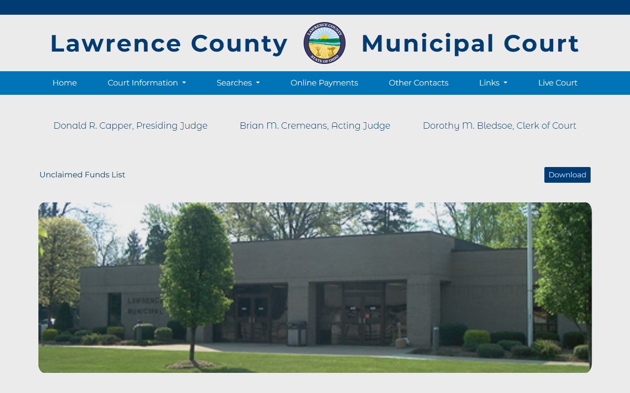 Lawrence County marriage license clerk of courts website