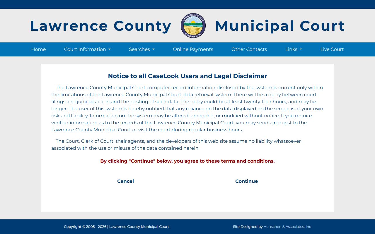 Lawrence County marriage license municipal court record search