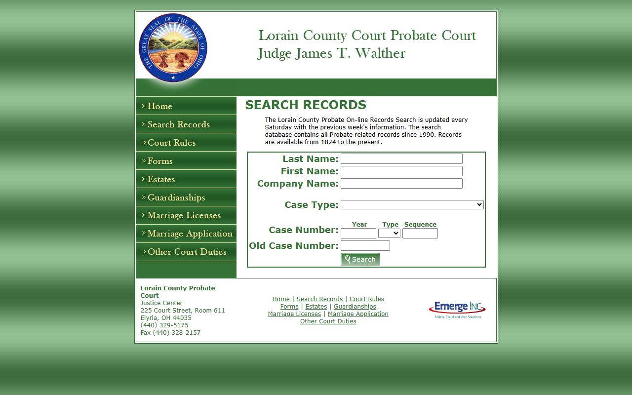 Lorain County marriage license probate court online records search