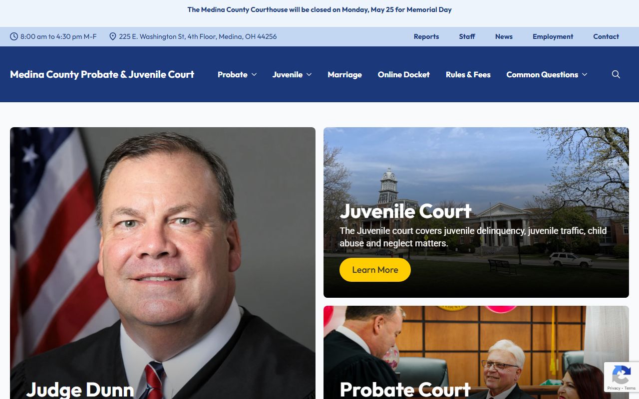 Medina County Probate Court main website for certified copies and records