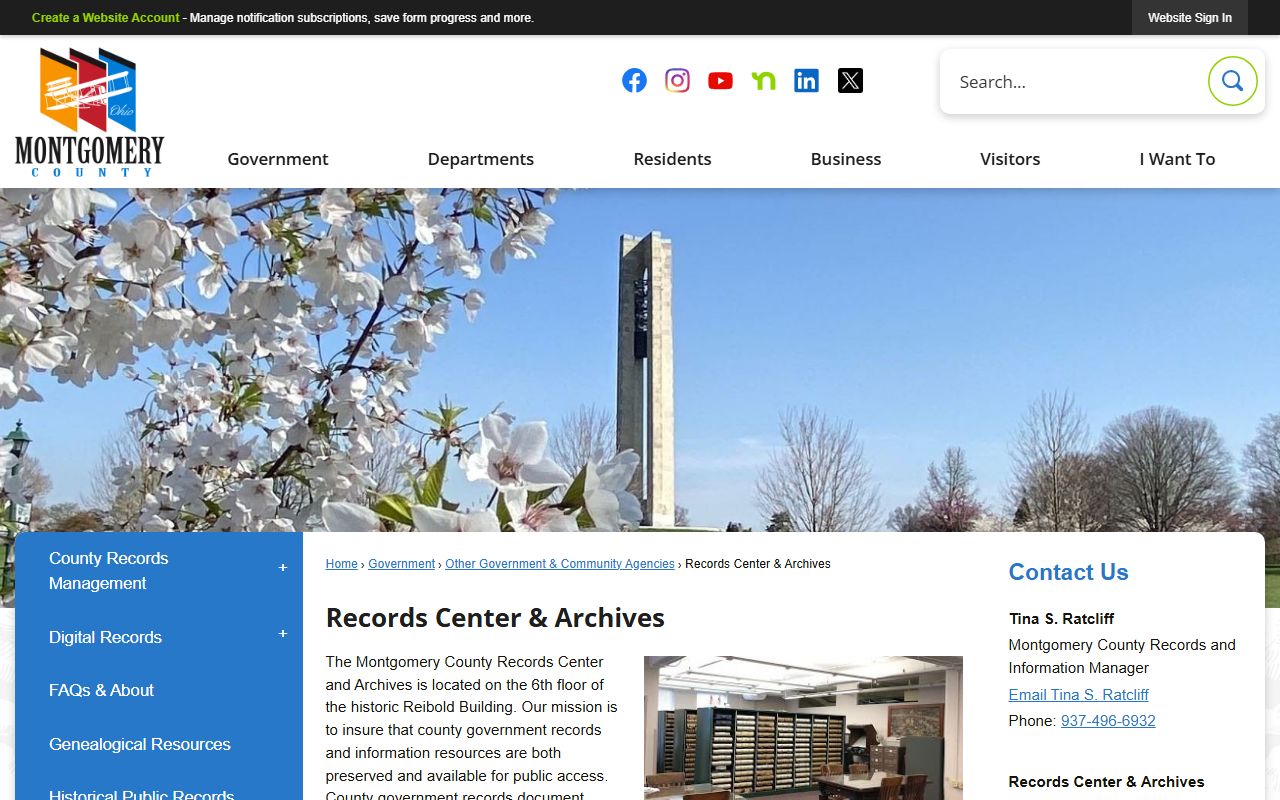 Montgomery County Records Center and Archives for historical marriage records