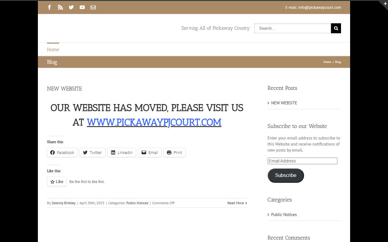 Pickaway County Probate Court website for marriage license information