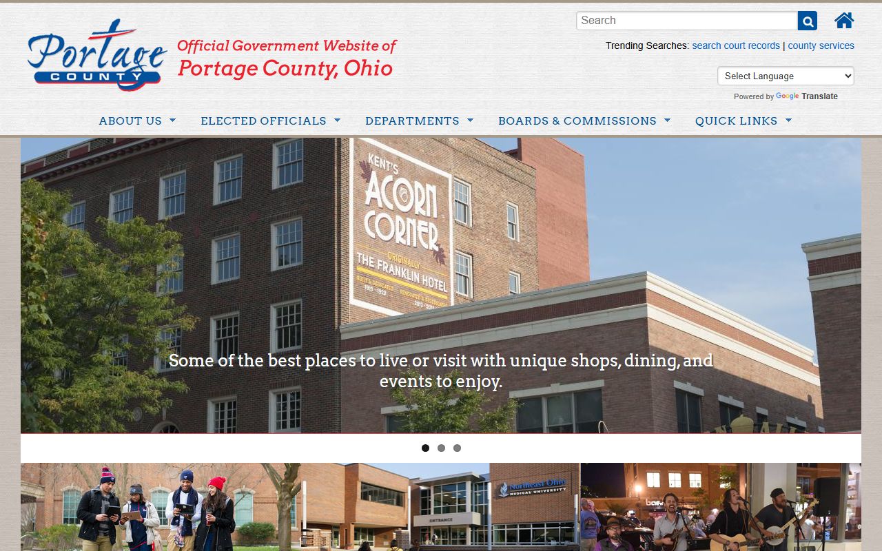 Portage County government website showing county offices