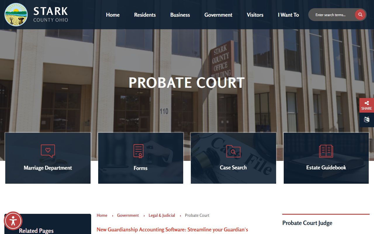 Stark County marriage license probate court website
