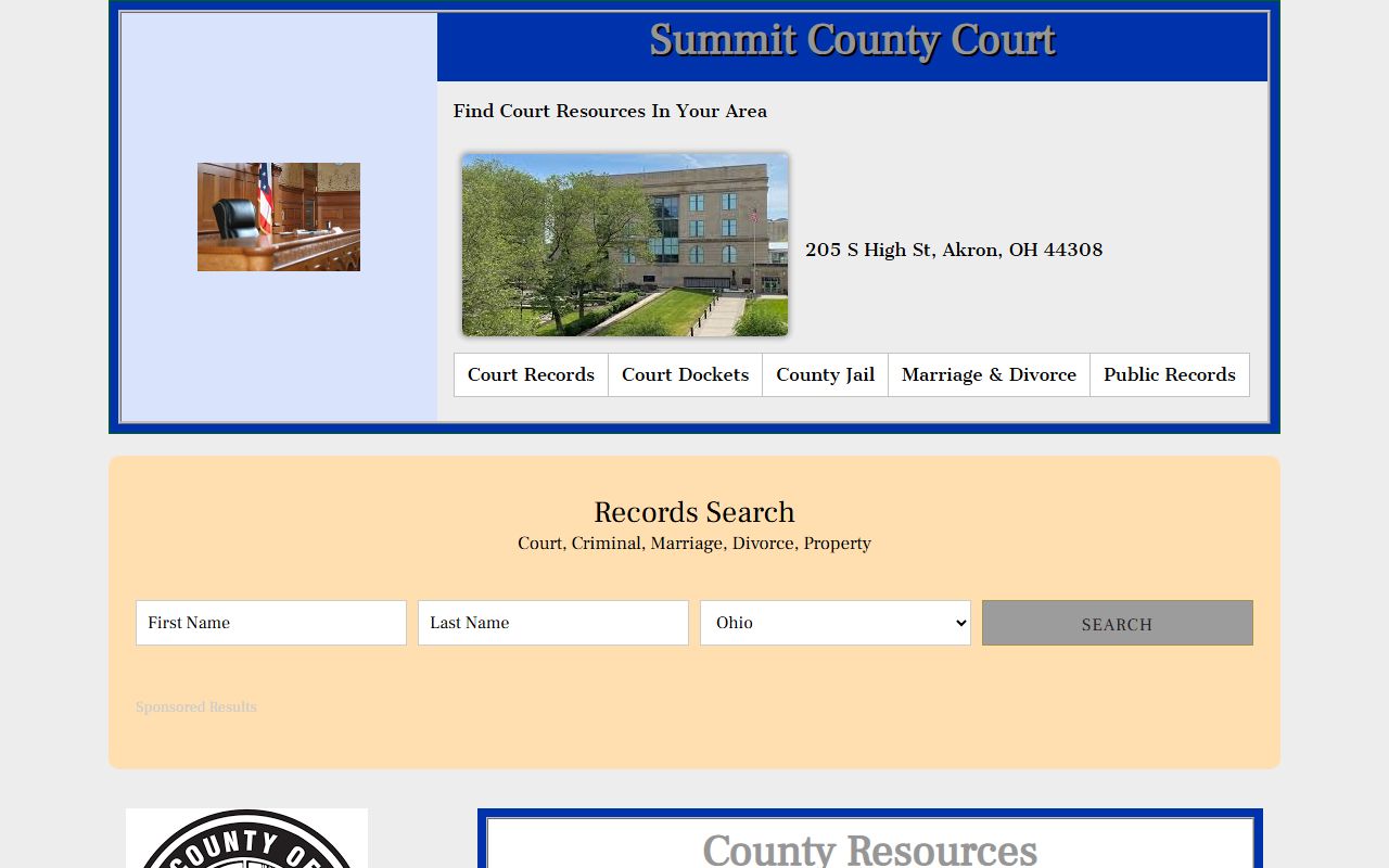 Summit County marriage license probate court website and case search