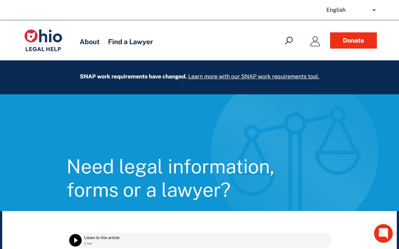 Ohio Legal Help county court directory for marriage license records